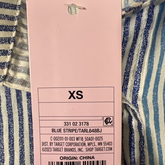 Wild Fable Long Sleeve Color Block Button-Down Shirt - Blue Multi Women's XS NWT - Picture 4 of 6